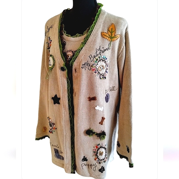 Storybook Knits Limited Edition Cardigan Set 1X (Dog Themed) NWT - Picture 5 of 14